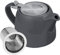 Teiera in ceramica con infusore, piccola teiera in porcellana sfusa, teiera per 2 tazze con infusore rimovibile, coperchi in acciaio inossidabile, 620 ml (grigio)
