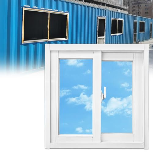Aluminium Schiebefenster Fenster Window Kellerfenster mit Gehärtetem Glass und Sichtschutz Ersatzfenster Abschließbares für Küchen Badezimmer Dachboden(White,WxH 20x16in/50x40cm)