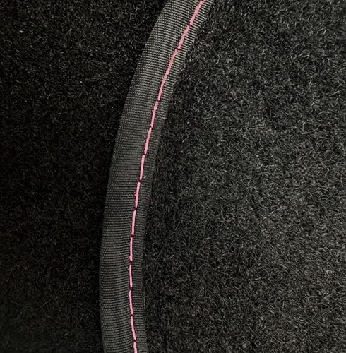 Tappetini in Moquette compatibili con Fiat 500L 2012-2017, posteriore intero Cucitura Rosa