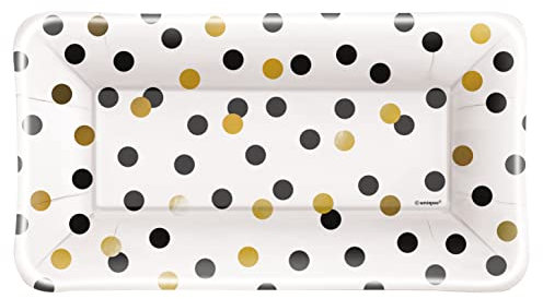 Foil Chic Black & Gold Polka Dot Appetiser Plates, Pack of 8