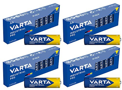 Varta Industrial 4006 Lot de 40 piles Mignon AA LR6 MN1500 (4 cartons de 10 pièces) Convient pour les appareils à forte consommation d'énergie