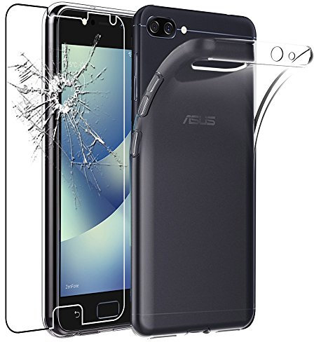 ebestStar - Coque pour ASUS Zenfone 4 Max ZC554KL (Pro, Plus), Etui Protection Silicone Transparent Antichoc, Souple Slim, Transparent + Verre Trempé