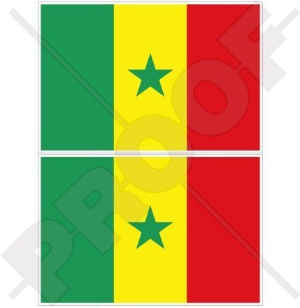 SENEGAL Senegalesische Flagge Westafrika, DAKAR Afrikanisch 100mm Auto & Motorrad Aufkleber, x2 Vinyl Stickers
