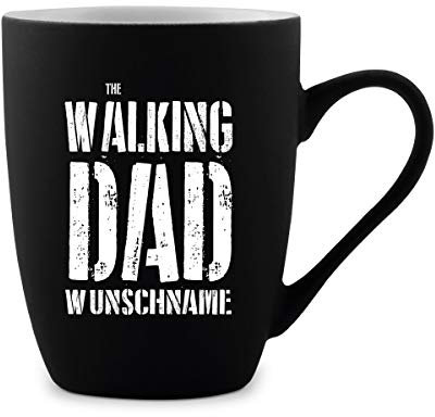 Tasse 300ml Keramik gummiert Teetasse Kaffeetasse individuell Gravur Schwarz - Walking Dad