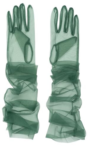 QRBTSCL YCShun Damen Tüll lange Hochzeit Braut Handschuhe Lange Opernparty Handschuhe 68,6 cm Ellenbogenlänge Sheer Handschuhe - Grün - Einheitsgröße, dunkelgrün, One size