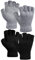 COORABY 2 Paar verdickte Kaschmir-warme Halbfingerhandschuhe Winter gestrickte fingerlose Handschuhe für Damen und Herren, Schwarz, Grau, M
