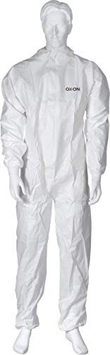 OX-ON HandschuhMan Coverall Schutzanzug gegen Chemie, Nuklearpartikel etc. - antistatischer Schutz-Overall PSA Kategorie 3, Typ 5 und 6 weiß (XL)