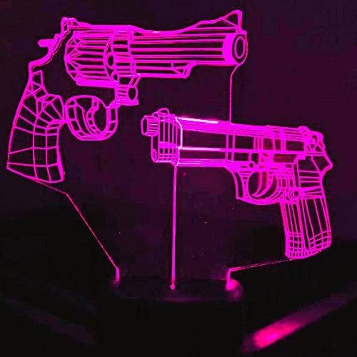 Jinson well 3D Pistole gun led Lampe optische Illusion Nachtlicht, 7 Farbwechsel Touch Switch Tisch Schreibtisch Dekoration Lampen mit Acryl Flat ABS USB Kabel Spielzeug