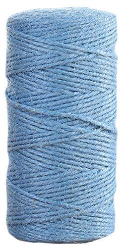 JeogYong Cuerda de yute de 2 mmx100 m, cuerda de yute de color natural de 3 capas, cuerda de yute gruesa para decoración de floristería, agrupación, regalos de envoltura (azul claro)