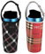 2 Pack Tumbler 30oz Carrier Holder Pouch, Bulckrew Water Bottle Holder Bag with Shoulder Strap, Fit for YETI, Rtic, Atlas, Ozark Trail Cups-Red&Black Grid