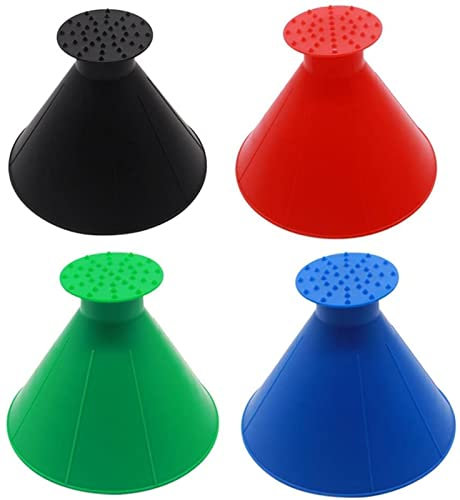 ASY 4pcs Ice Scraper Magical Ice Scrapers For Car Windshield Windscreen Ice Cone Refuelling Funnel Snow Shovel Wiper Brush Round Scraper Ice Removal Frost Shovel For Truck Vans SUV