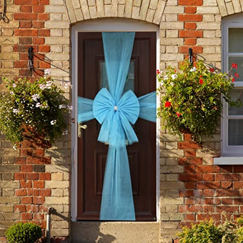 Christmas Door Bow - Large Baby Blue Decoration with Diamante Detail - Xmas Baby Shower Wedding Celebration – Festive Season House Decoration