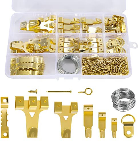 Ganci per Quadri Kit 282 Pezzi Ganci per Quadri Dente Segati Resistenti Attaccaglie per Quadri per Cornici con Chiodi da Parete Filo per Appendere