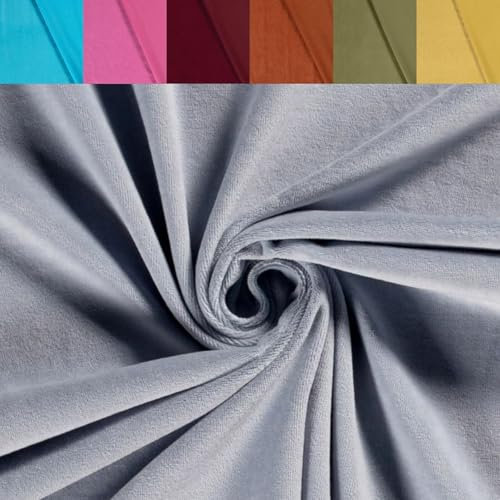 Nicki Stoff Meterware - Samtstoff stretchig - weicher Fleece - Nicky Velour - Nikistoff - Velourstoff - kuschelig weich *Ab 50cm, Farbe: 102 babyblau