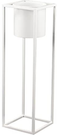 FORVEGA Loft Pot De Fleur Rond en Métal Iris Pot De Fleur Jardinière Pot Haut sans Étagère Support De Fleur Asymétrique Support De Plante Jardin Décor Patio 80cm Blanc