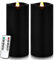 Enpornk 7” x 3” Flameless Candles, Flickering Moving Flame LED Candles, Battery Operated Candles with Remote and Timers, Black, Set of 2