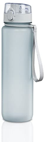 Xavax Trinkflasche, 1 l (Trinkflasche Sport auslaufsicher, Wasserflasche für kohlensäurehaltige Getränke, Sportflasche mit praktischem Henkel und Klickverschluss, als Fahrradflasche geeignet) blau