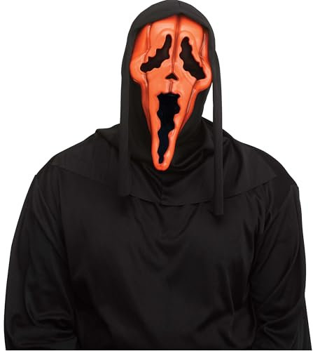 Fun World Offiziell lizenzierte Geistergesichtskürbis-Maske, Kostümzubehör, Orange/Abendrot im Zickzackmuster (Sunset Chevron)