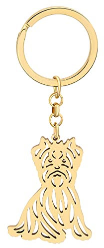 DALANE Edelstahl Süß Schlüsselanhänger Yorkshire Hund Welpe Auto Tasche Schlüsselanbund Hund Schmuck Geschenke für Damen Mädchen