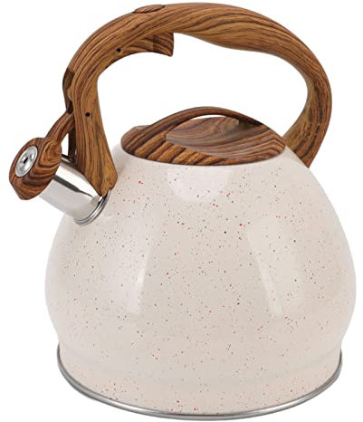 Natudeco Hervidor De Té Silbante Hervidor De Té De Granja Mango Ergonómico Hervidor De Silbido De Acero Inoxidable para Té Café Agua Leche Estufa De Gas Cocina De Inducción