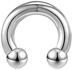 ZS Chirurgenstahl Hufeisen Circular Barbell Ringe, 00G 0G 2G 4G 6G 8G 12G 16G Dick PA Rings, CBR Nasenring Septum Ohr Piercing Körperschmuck (Silber,4G,16mm)