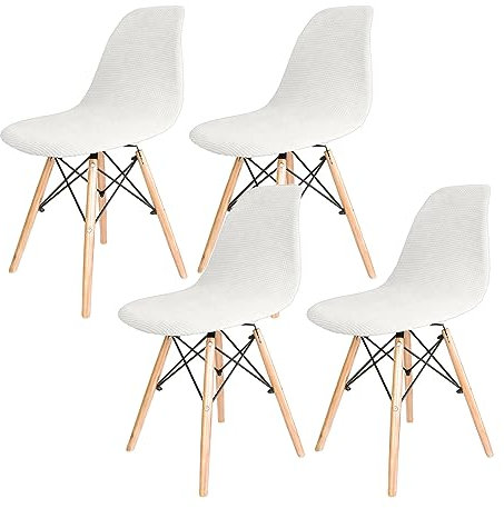 Dioxide Stuhlhussen 4er Set Jacquard Strech Esszimmerstühle Bezug Abnehmbare Waschbar Antirutsch Stuhlbezug Universal Küchenstühle Stuhlabdeckung Husse, Weiß