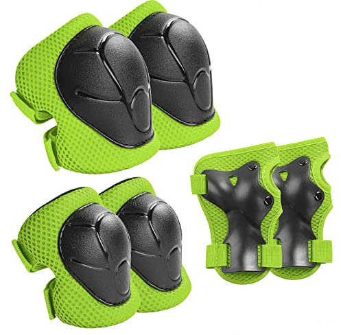 Ginocchiere per bambini, protezioni per bambini, attrezzatura di protezione per bambini per pattinaggio in linea, ginocchiere per bambini da 3 a 8 anni, skateboard (verde)
