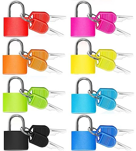 8 Stück Kleine Koffer Schlösser, Kofferschloss Klein mit Schlüssel, Gepäckschlösser, Koffer Schlösser mit Schlüssel, Gepäckschloss Kleines Schloss, für Spinde, Gepäck, Tasche, Reisekoffer (8 Farbe)