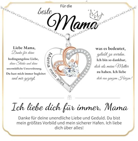 Lwkeay Geschenke für Mama - Muttertagsgeschenk - Gravur 925 Sterling Silber Halskette Geschenke für Mutter, Beste Mutti Schmuck zum Muttertag Geburtstag Weihnachten (Modernes)
