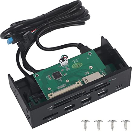 Pilipane STW Lector De Tarjetas Interno De 5,25 Pulgadas, Lector De Tarjetas Interno Multifunción De 5,25 Pulgadas Tablero Panel Frontal De PC, Soporte M2, MSO, Memoria, MS, XD, 64G Tarjeta CF