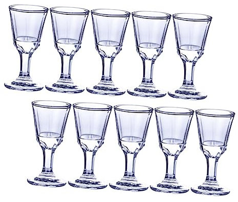 BESTonZON 10 Piezas De Copa De Vino Mini Copas De Martini Copa De Cristal Copas De Limoncello Vaso De Tirador Vasos De Chupito 1Oz Tazas De Whisky Hogar Copa De Licor 10Ml Copa De