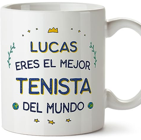 MUGFFINS Tazas Personalizadas para TENISTA hombre - En Español - Mejor del Mundo - 11 oz / 330 ml - Regalo Personalizable original y divertido