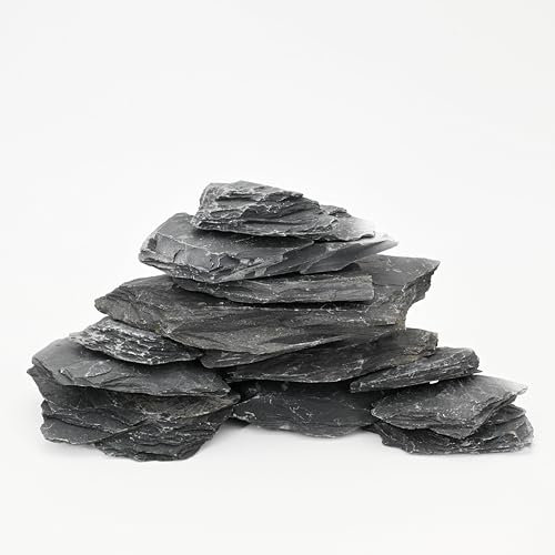 Unocho Aquariensteine 2,25KG Natürliche Schiefersteine für Aquarium, Aquascaping, Terrarien, Paludarien, Reptiliengehege, Wargaming, Modelleisenbahnen, Miniatur- oder Feengärten (5–10 cm)