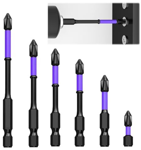 6Pcs Magnetische Anti-Rutsch-Bohrer, Magnetic Non-Slip Drill Bit D1 Non-Slip and Impact Resistant Bit Magnetic Drill Portable Robust Magnetic Bit Set for Electric Screwdrivers