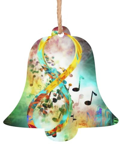 Abstrakte Musik Symbol Holz Weihnachtsglocke Form Ornamente Holz Weihnachtsbaum Hängende Dekoration Weihnachtsbaum Ornamente mit Seilen für Weihnachten Urlaub Dekorationen