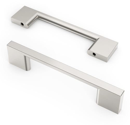 9BUILD 10 Pack 96mm Brushed Satin Nickel Cabinet Pulls Kitchen Cabinet Handles Kitchen Door Handles Drawer Handles Zinc Alloy Kitchen Handles Wardrobe Handles UK0035