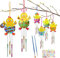 Osterküken Windspiel Bastelset 6 tlg, Ostern Basteln Kinder, Küken Holz zum Bemalen, Osterdeko zum Aufhängen, Bastelhandwerk Klangspiel für Osterdeko Frühling Jungen Mädchen