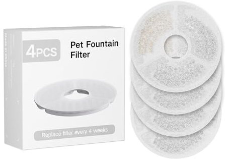 Puppy Kitty Katzenbrunnen Filter, 4 Stück Trinkbrunnen Filter, Katzenbrunnenfilter mit Aktivkohle und Harz mit Dreifacher Filtration