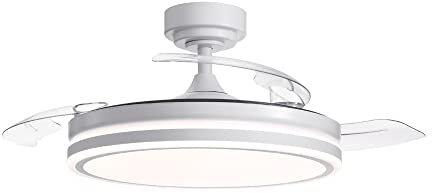 CRISTALRECORD Ventilador LED aspas plegables Moss Blanco 72W 7920Lm CCT Dim