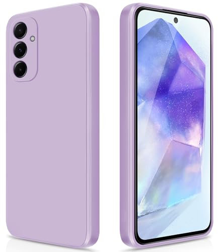 GiiYoon Cover per Samsung Galaxy A55 5G Custodia in Silicone, Custodia Antiurto Case Sottile in Silicone TPU con Strato Interno in Fibra e Protezione della Fotocamera, Viola