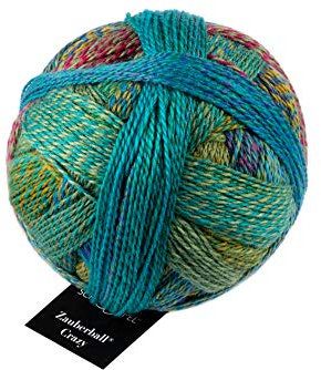 Schoppel Zauberball Crazy | Nachhaltige Sockenwolle mit Farbverlauf | Sockengarn zum Stricken oder Häkeln | bunte Strumpfwolle 100g (2404 Tiefe Wasser)