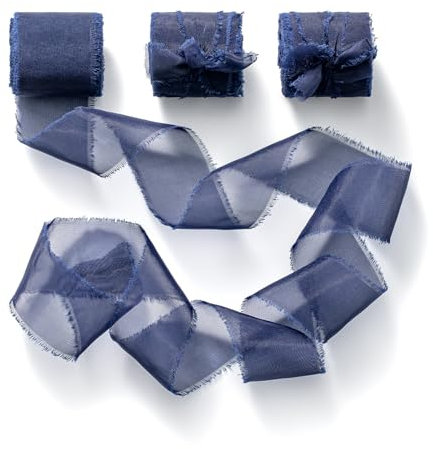 CHUQING Schleifenband Blau Seide Geschenkband Hochzeit Dekoband Seidenband Königsblau Organzaband 25 mm x 6,3 m