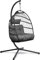 Swoods Hängesessel mit Gestell - Hängesessel Outdoor - Indoor und Outdoor - Hängstuhl mit Großen Kissen - Klapbarer Rattensessel - bis 150 kg - Dunkelgrau