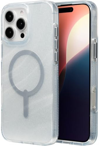 ZAGG Milan Snap Graphene-Reinforced Case for iPhone 16 Pro Max [6.9-Inch], MagSafe Compatible, Anti-Yellowing, Slim Design, Secure Grip, Fashion-Forward, Shockproof Phone Back Cover (Swirl Glitter)