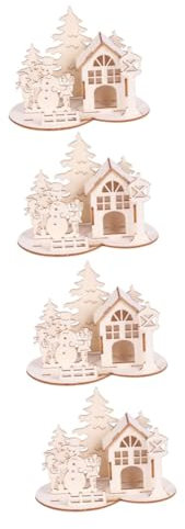 ibasenice 4 Stück Weihnachtliche DIY Dekoration Krippenrätsel Puzzle Baumhaus-Accessoire Dekorationen Bausätze Blockhausverzierung Weihnachtliches Dekoratives Accessoire Bausatz Hölzern