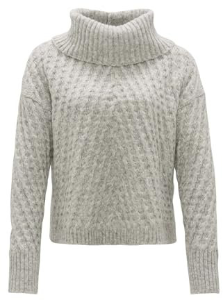 OPUS Damen Pullover | Grobstrickpullover PLINEA Regular mit Wolle Hazy Fog Melange, 36