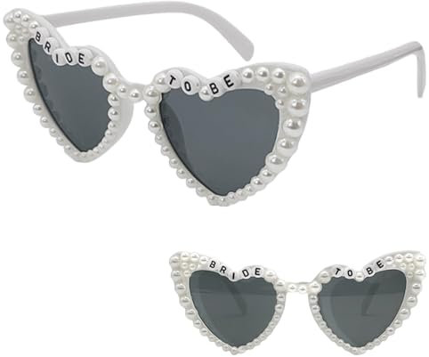 YNR Bride to Be Lunettes de soleil en forme de cœur avec perles Style vintage Pour mariage, enterrement de vie de jeune fille