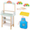 roba x Play-Doh Eisstand - Spielset aus FSC-zertifiziertem Holz mit 12 Knetdosen, Holzwerkzeug, Schürze & 3D-Matte - Kreativer Verkaufsstand ab 3 Jahren
