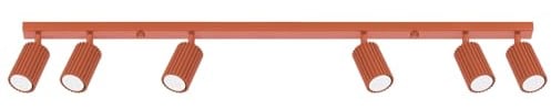 SOLLUX lighting Deckenlampe Deckenleuchte Deckenstrahler Aluminium 6 Flammig 117 x 6,5 x 16,5 cm Karbon Ockerrot