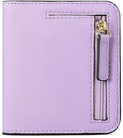 AouiSton Geldbeutel Damen klein mit RFID-Schutz, Mini Kurzer Portemonnaie Leder mit Zipper Brieftasche, Weich Bequem Süß Münzfach Portemonnaie mit 6 Kartenfächer(Lila)
